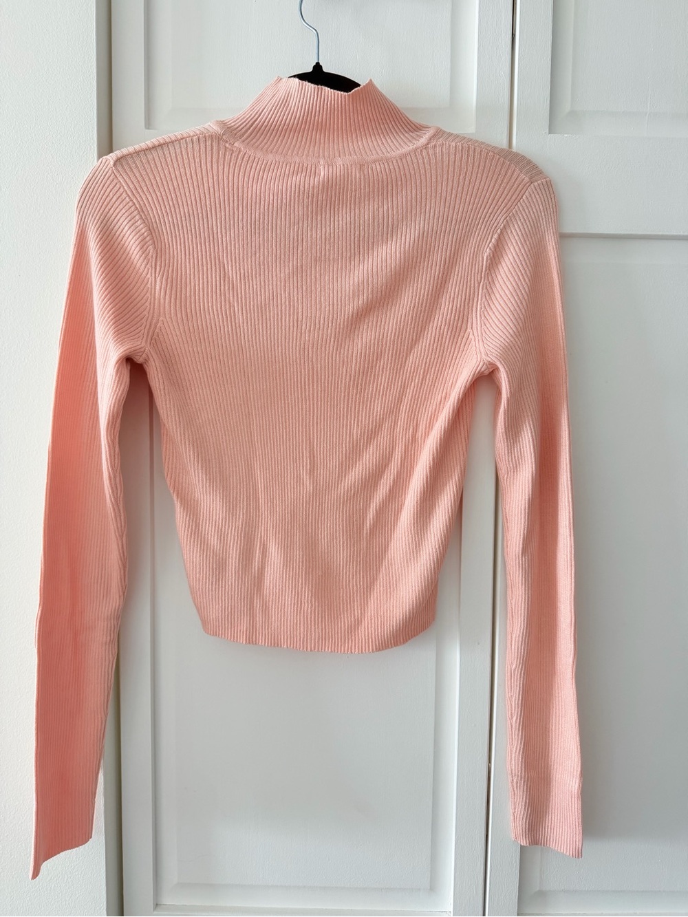 Ardene Pastel Pink Ribbed Mock Neck Crop Sweater S - Picture 9 of 9
